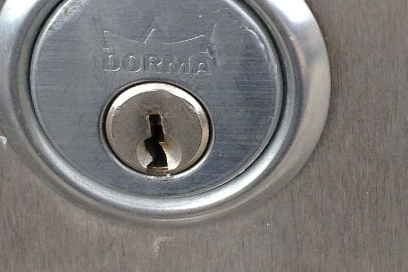 Cylinder deadbolt on a door