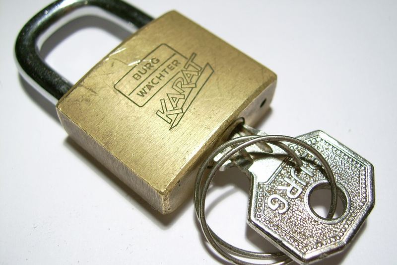 Brass padlock with keys